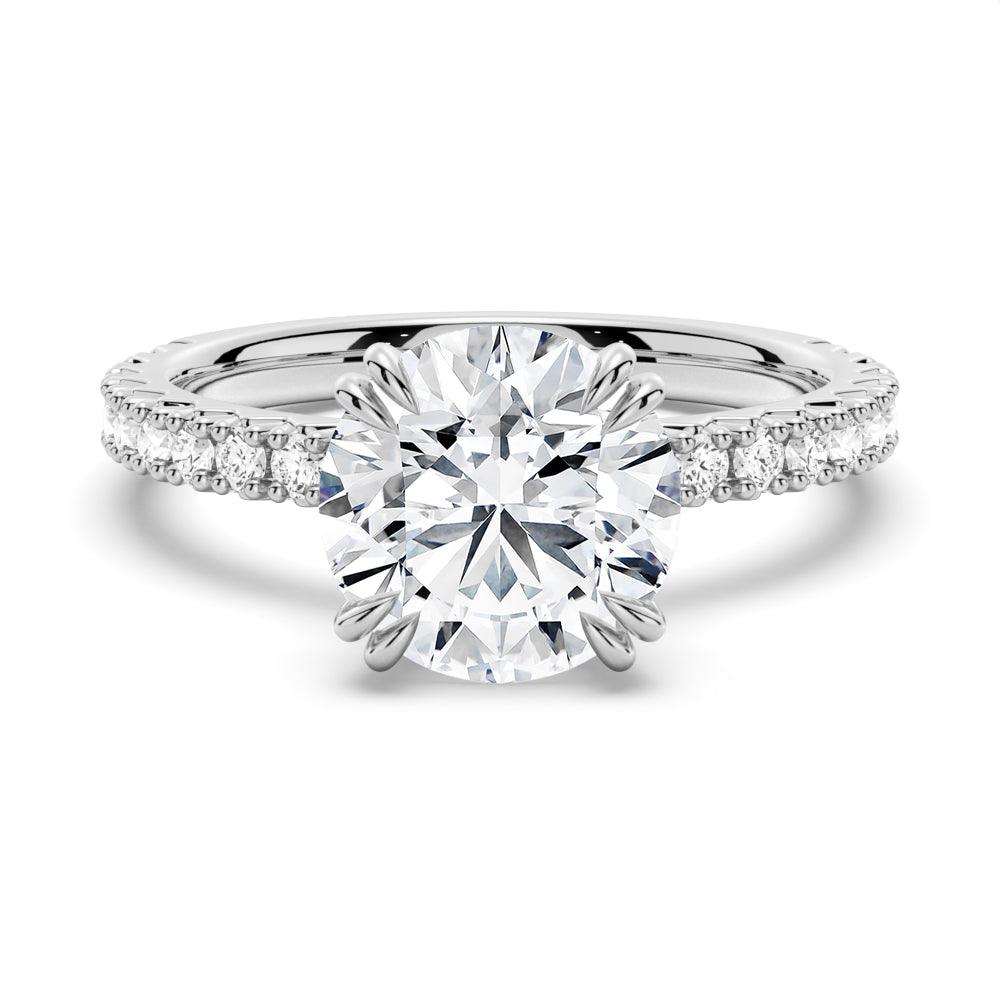 Moissanite Engagement Ring Solitaire With Pavé Accents