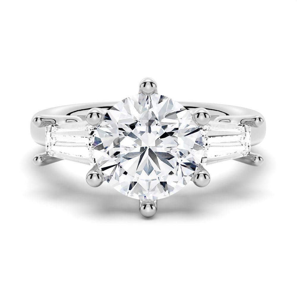 Tapered Baguette Three Stone Engagement Ring [Ships within 24 hrs]